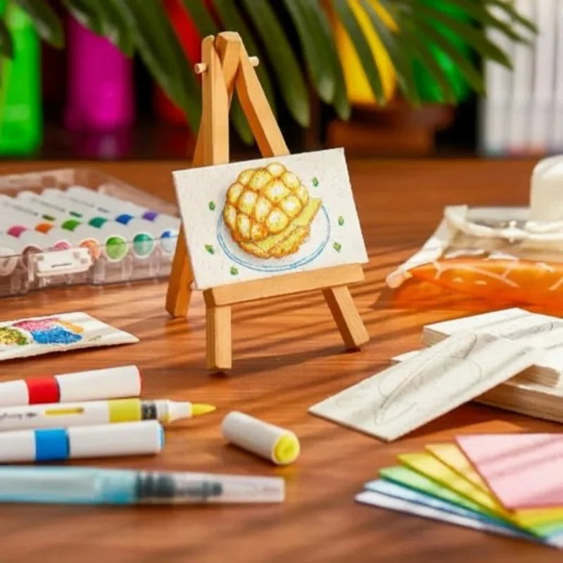 Textuurstiftset met 24 kleurstiften en reliëfsjablonen – schuimschijven en waterpenselen | tekenset