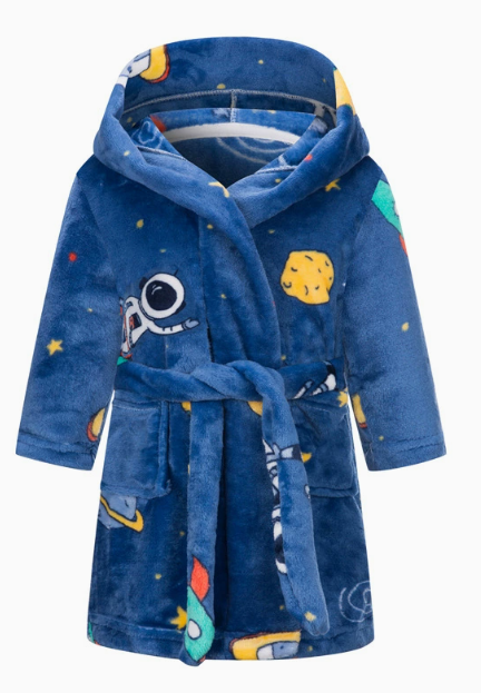 Kinderbadjas Ruimteprint – Warme Fleece Badjas met Capuchon