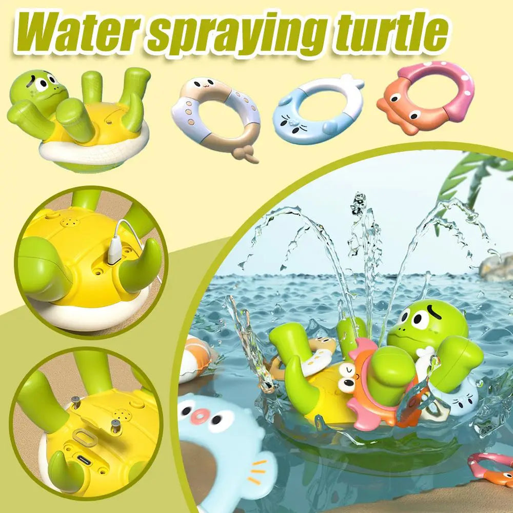 Splashino AquaSpin Bad Schildpad – Interactief Badspeelgoed met Water Spuit & Draai Functie voor Kinderen