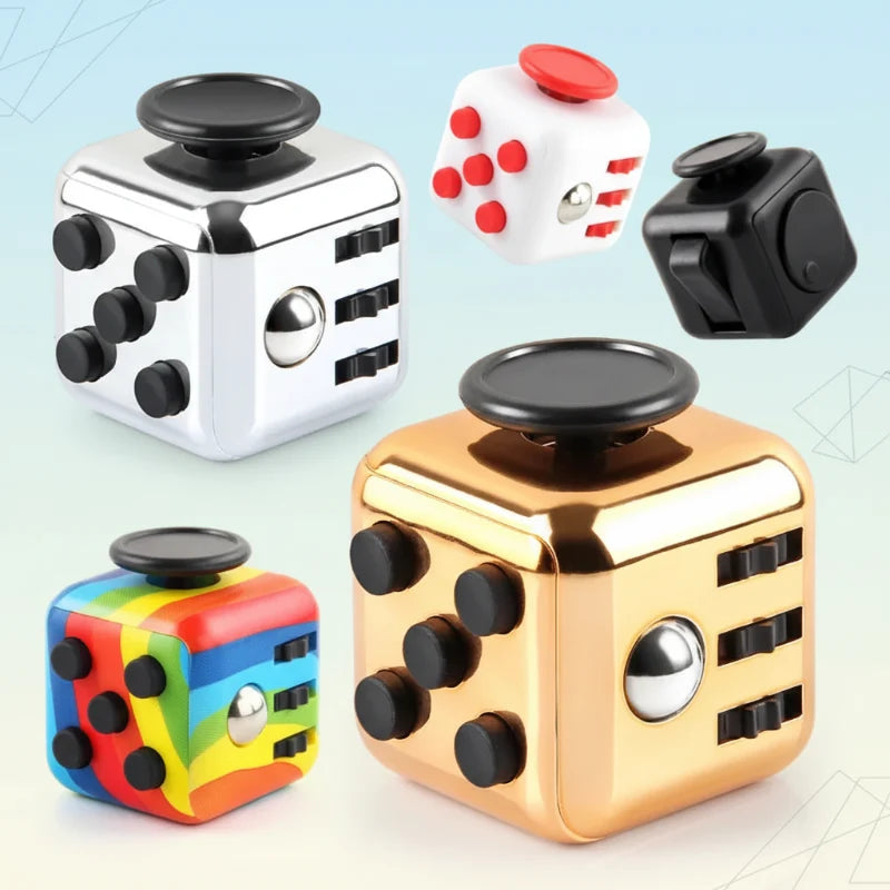 Fidget cube met 6 tactiele zijden – stille klikknoppen, stalen rolbal, zakformaat | fidgetkubus