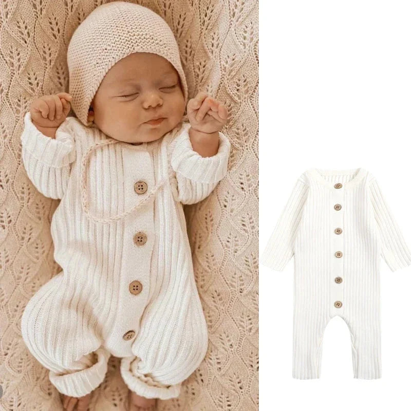 Gebreide babyromper van zachte katoenen stof, unisex, voor baby's van 0 tot 2 jaar