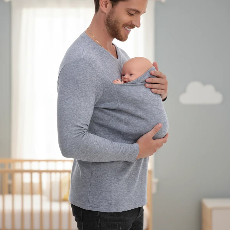 Draag-T-shirt met kangoeroezak – babydrager voor ouders