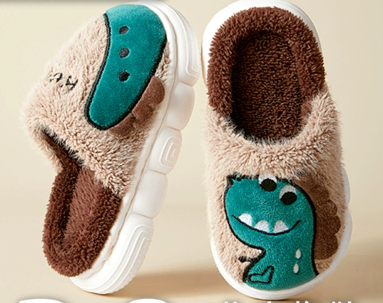 Dino Pluche Sloffen voor Kinderen – Warme, Comfortabele & Antislip Huispantoffels