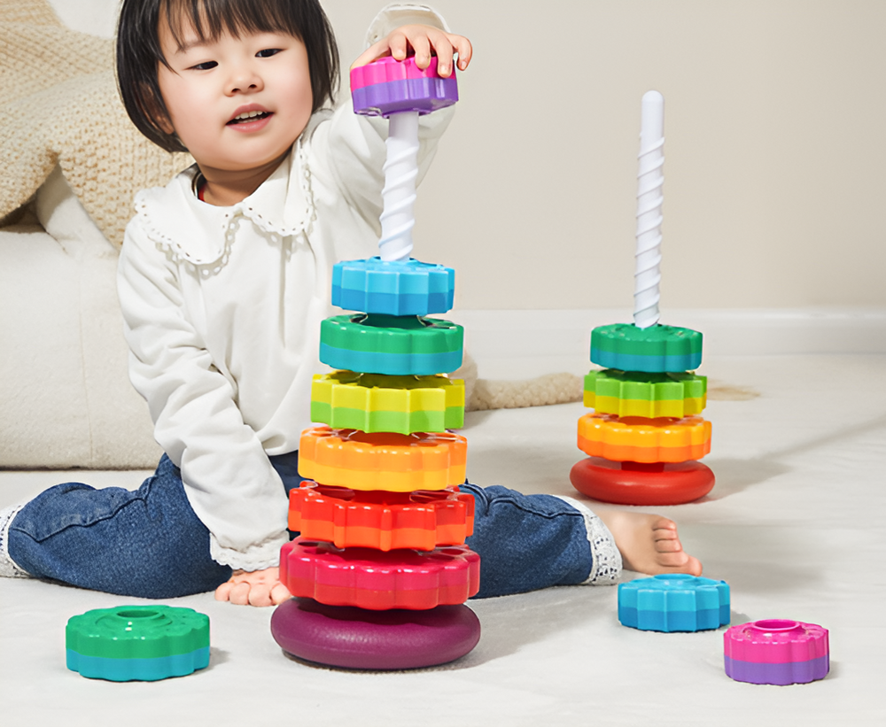 Montessori Stapelaar voor Peuters – Educatief Draaispel voor Motoriek & Kleuren | TwistaToren 2+ Jaar