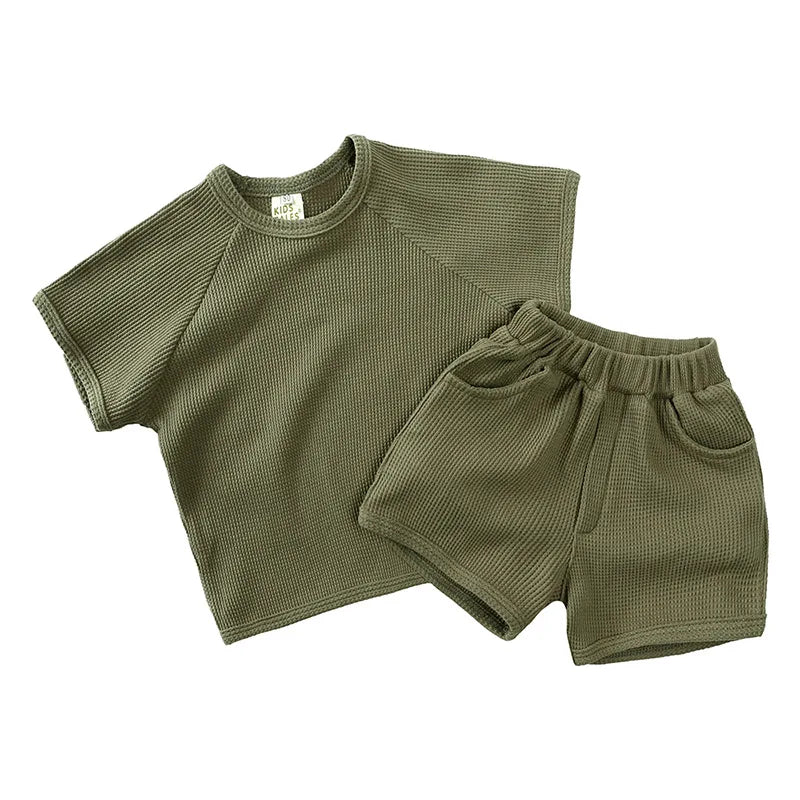 SunnySprout Ribbed Set – Ademend Katoenen Zomersetje voor Actieve Baby’s & Peuters 0-9 Jaar