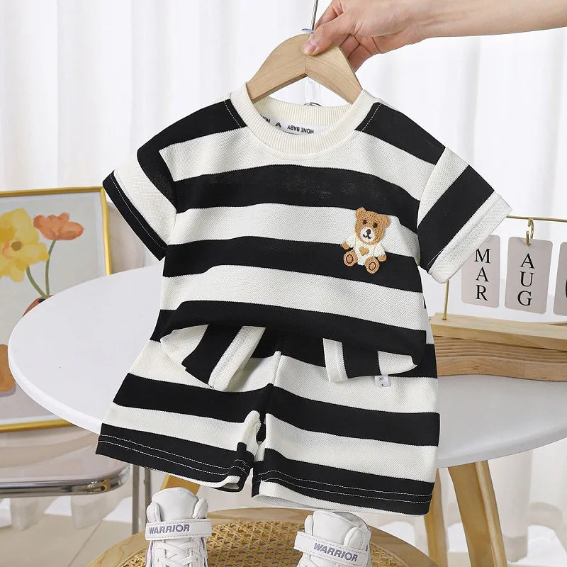 Zomerse Kinder Set Gestreept T-shirt & Short – Comfortabel & Ademend Katoen voor 0-6 Jaar