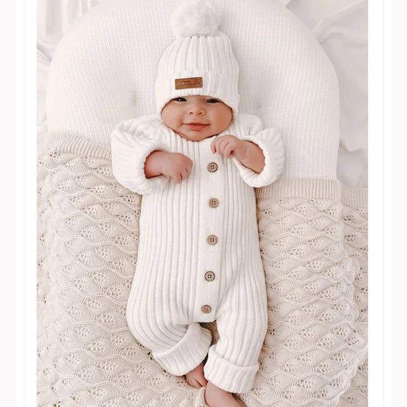 Gebreide babyromper van zachte katoenen stof, unisex, voor baby's van 0 tot 2 jaar