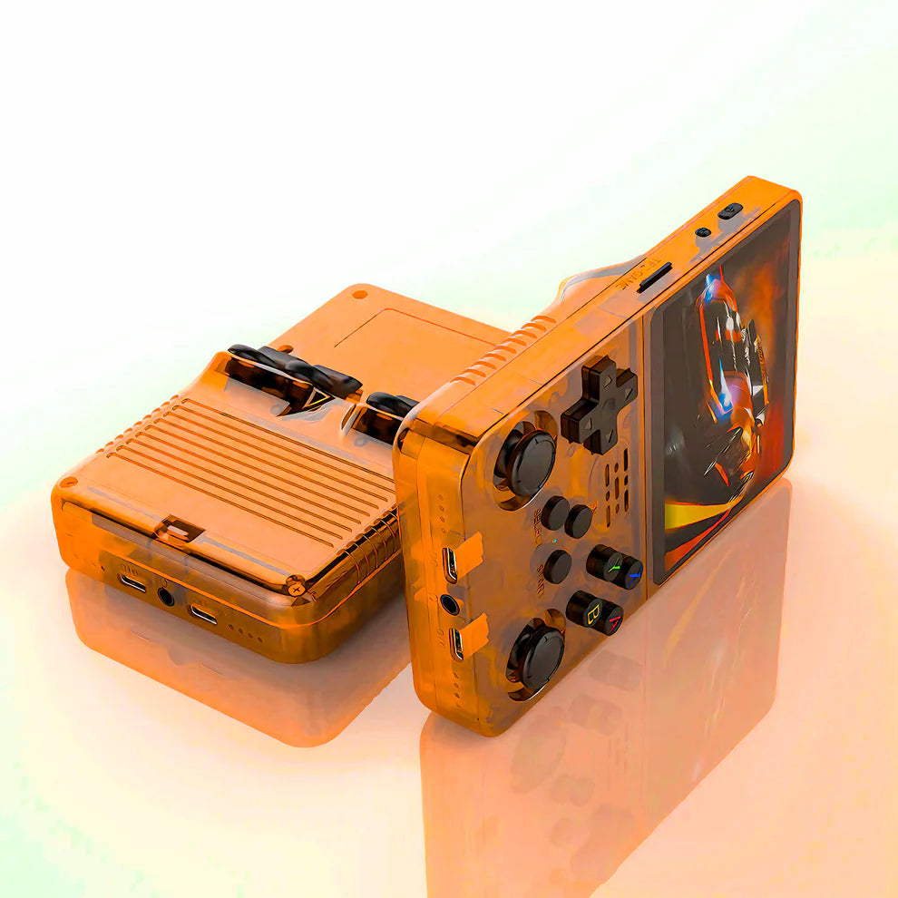 Handheld Organizer Lederen Hoes Voor RG34XX - Opvouwbaar, Met Beschermende Compartimenten, Oranje