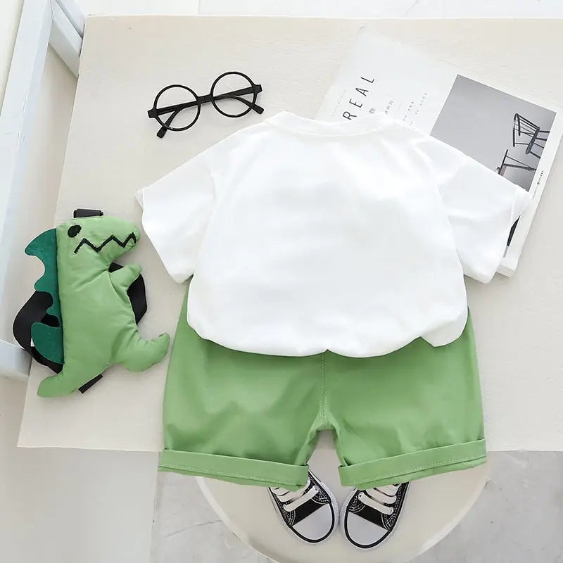 Jongens Zomerset van Zacht Katoen met Dino Print – Comfortabele Speelkleding incl. Knuffel