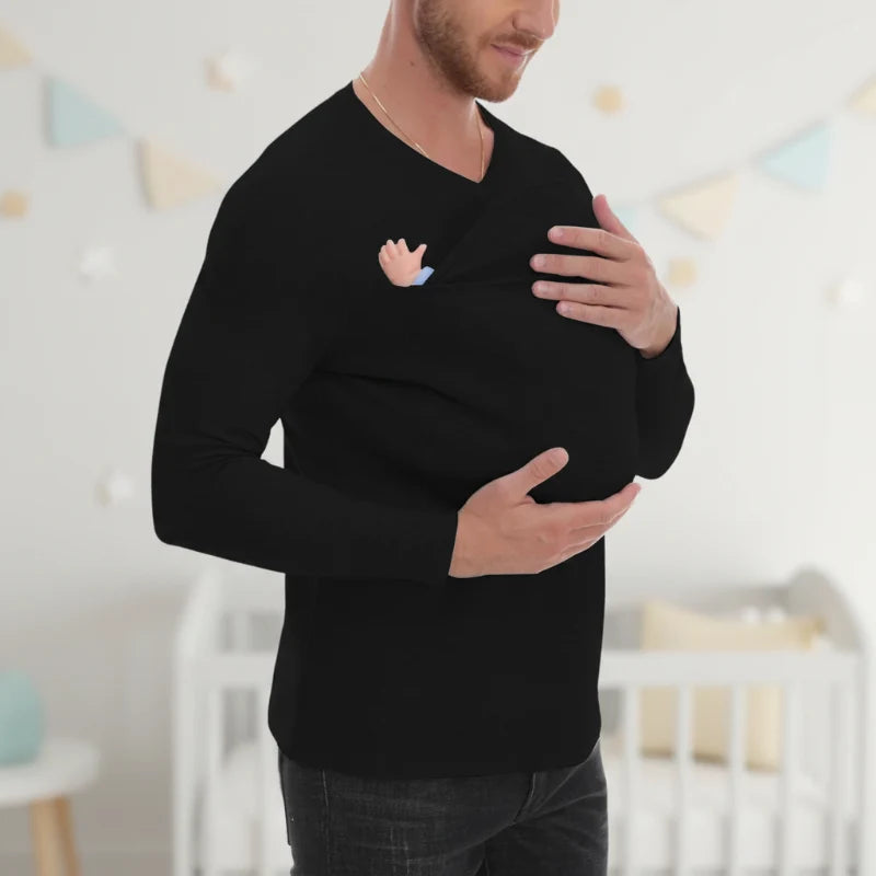 Draag-T-shirt met kangoeroezak – babydrager voor ouders