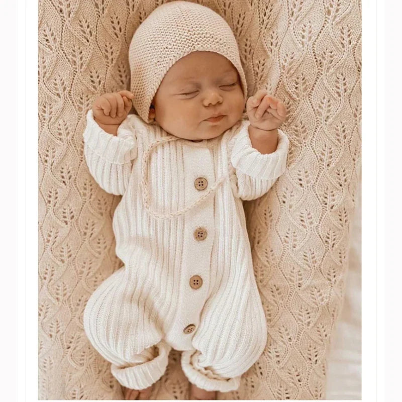 Gebreide babyromper van zachte katoenen stof, unisex, voor baby's van 0 tot 2 jaar