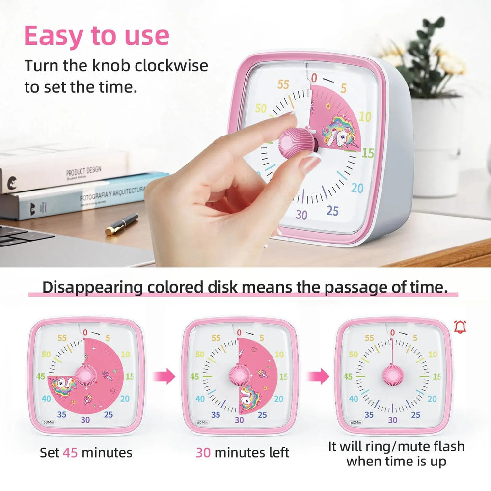Calmero FocusFlow TimeLight – Stille Visuele Timer met Nachtlamp voor Huiswerk en Concentratie