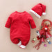 Kerstromper katoen met lange mouwen en drukknopen – kerstman- of rendierprint | kerstpakje baby