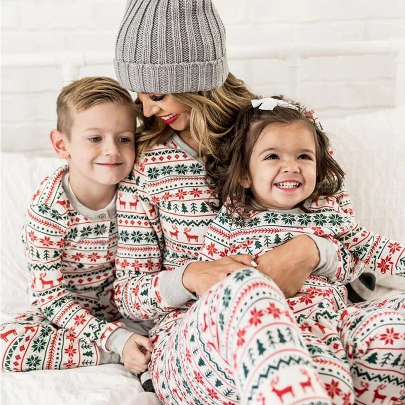 Kerstpyjama voor het hele gezin, tweedelige set van katoenmix, in baby-, kinder-, dames- en herenmaten