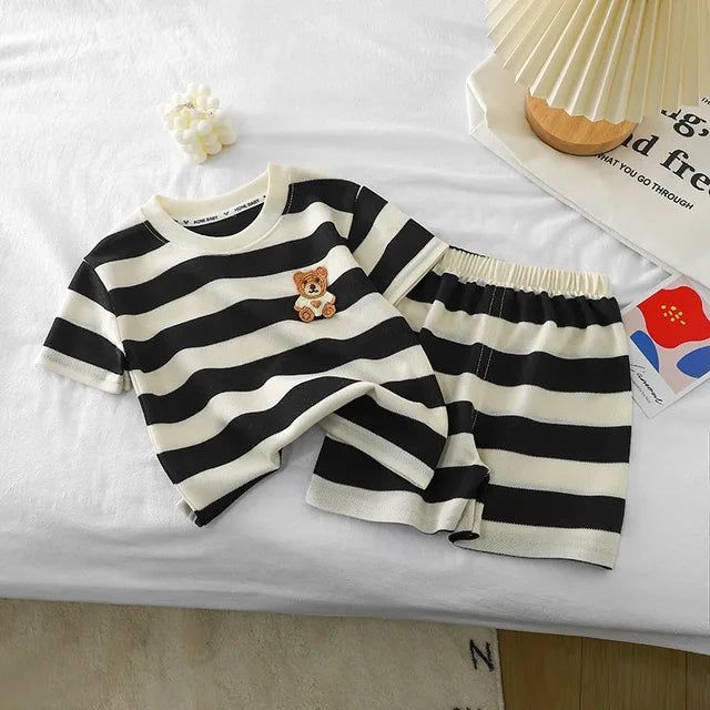 Zomerse Kinder Set Gestreept T-shirt & Short – Comfortabel & Ademend Katoen voor 0-6 Jaar