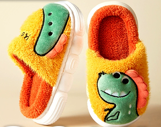 Dino Pluche Sloffen voor Kinderen – Warme, Comfortabele & Antislip Huispantoffels