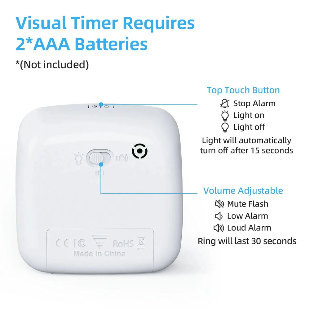 Calmero FocusFlow TimeLight – Stille Visuele Timer met Nachtlamp voor Huiswerk en Concentratie