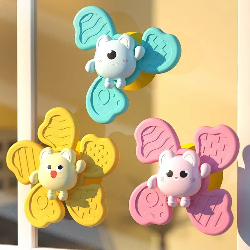 Badspeelgoed spinner met zuignap – drie kleuren
