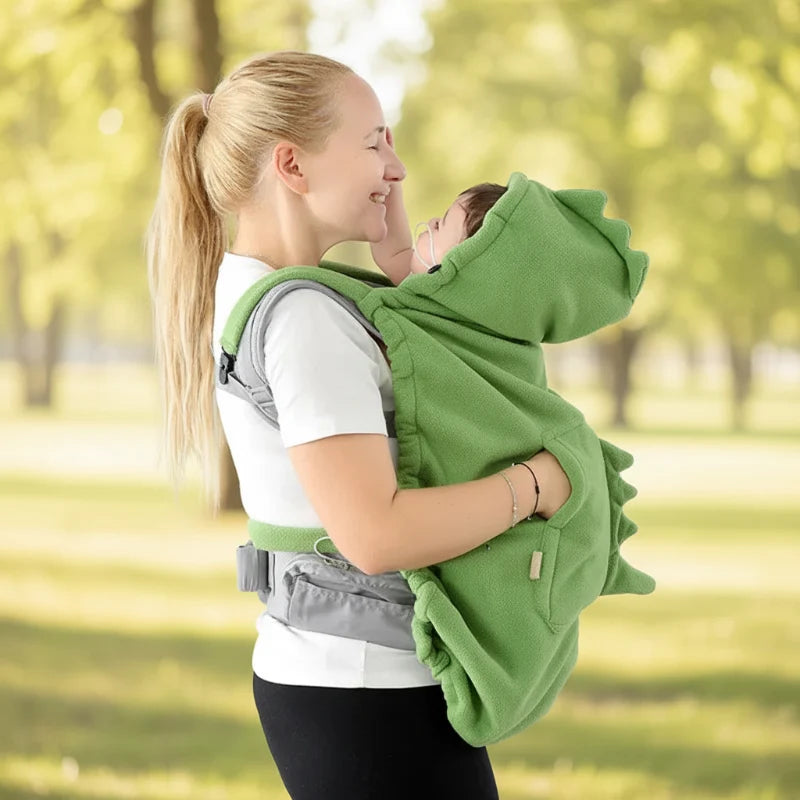Warme babydraagzak-hoes met dino – zacht dekentje