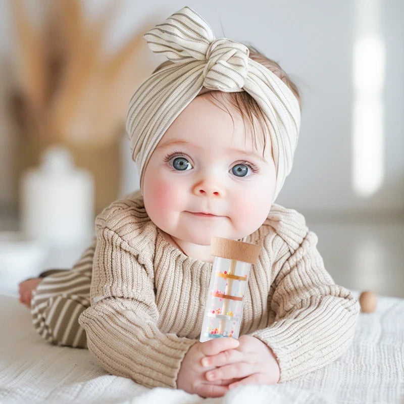 Nobira Baby LumiDrip Geluidsstaf – Houten Sensorisch Babyspeelgoed met Regenachtig Geluid en Kleuren