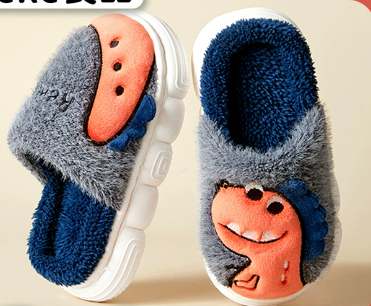Dino Pluche Sloffen voor Kinderen – Warme, Comfortabele & Antislip Huispantoffels