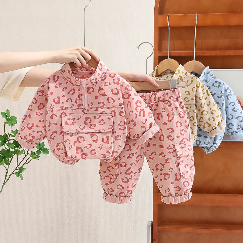 Luipaard Print 2-Delige Kinder Kledingset – Comfortabel & Stijlvol