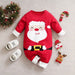 Kerstromper katoen met lange mouwen en drukknopen – kerstman- of rendierprint | kerstpakje baby
