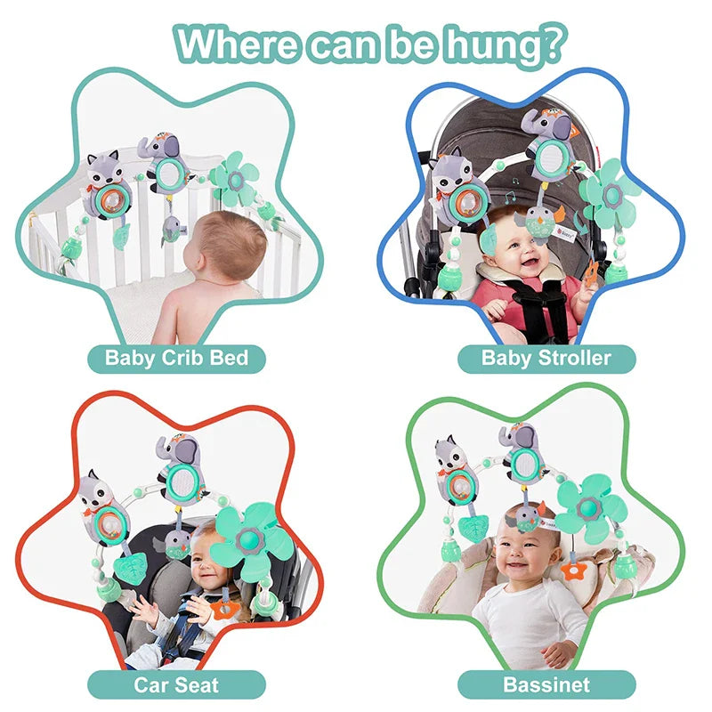 Muzikale Wagenspanner Baby – Speelboog met Licht & Geluid voor Kinderwagen