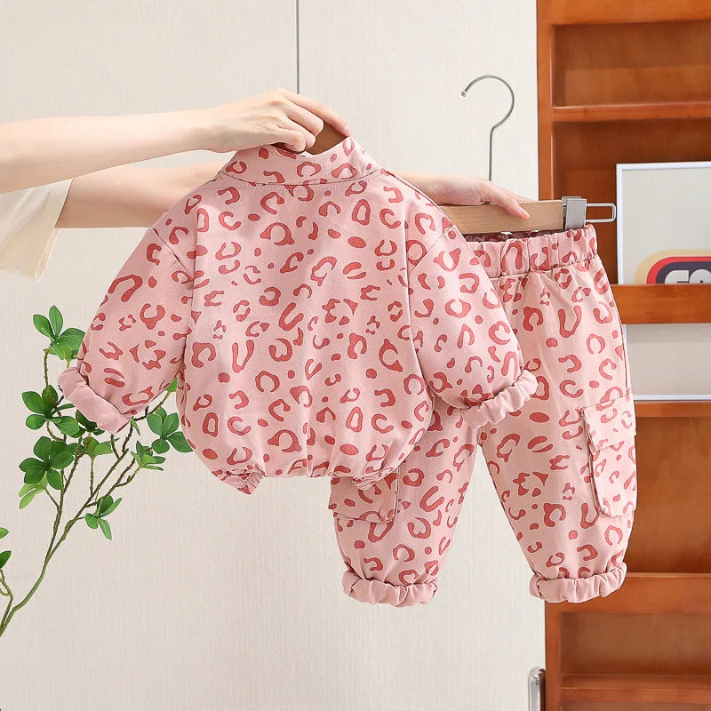 Luipaard Print 2-Delige Kinder Kledingset – Comfortabel & Stijlvol