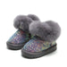 Glitter winterlaarzen kinderen met warme voering – imitatiebontrand, TPR-zool | snowboots