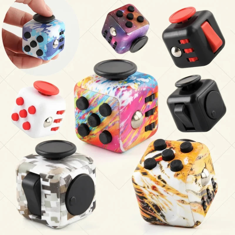 Fidget cube met 6 tactiele zijden – stille klikknoppen, stalen rolbal, zakformaat | fidgetkubus