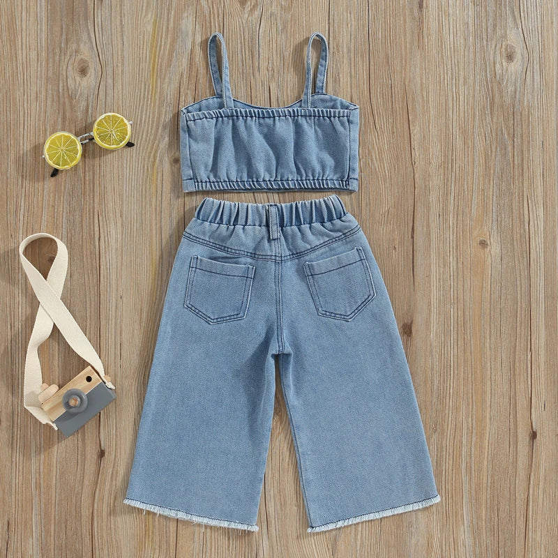 Baby & Peuter Setje Meisje – Denim Set met Vlinders (80-120)