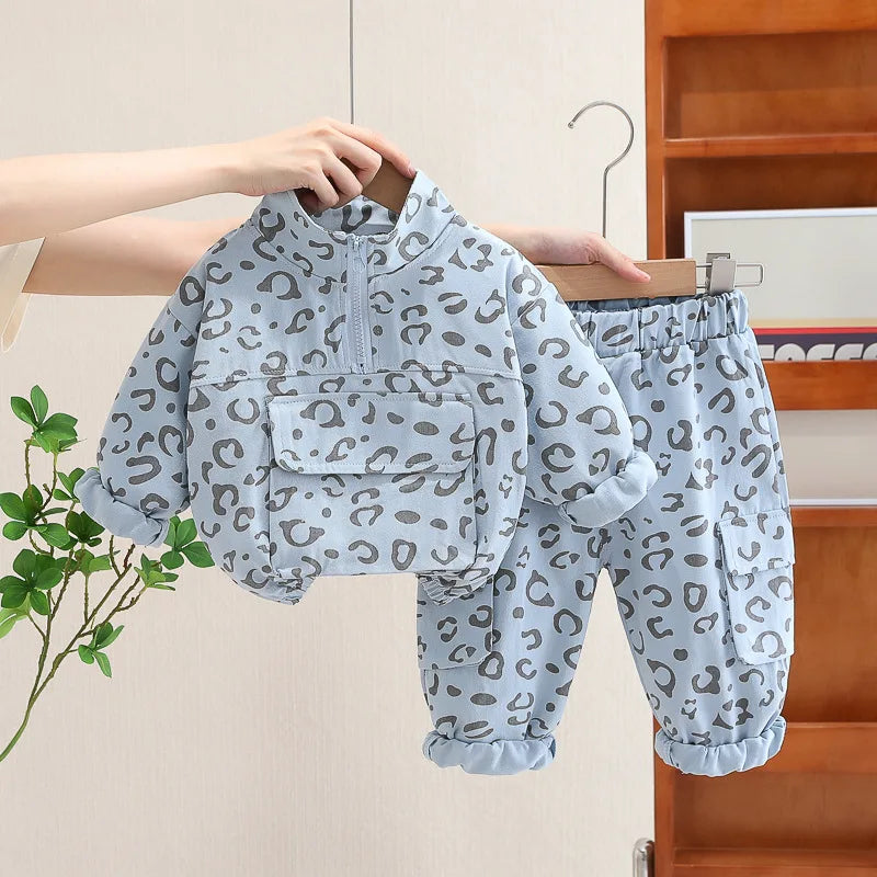 Luipaard Print 2-Delige Kinder Kledingset – Comfortabel & Stijlvol