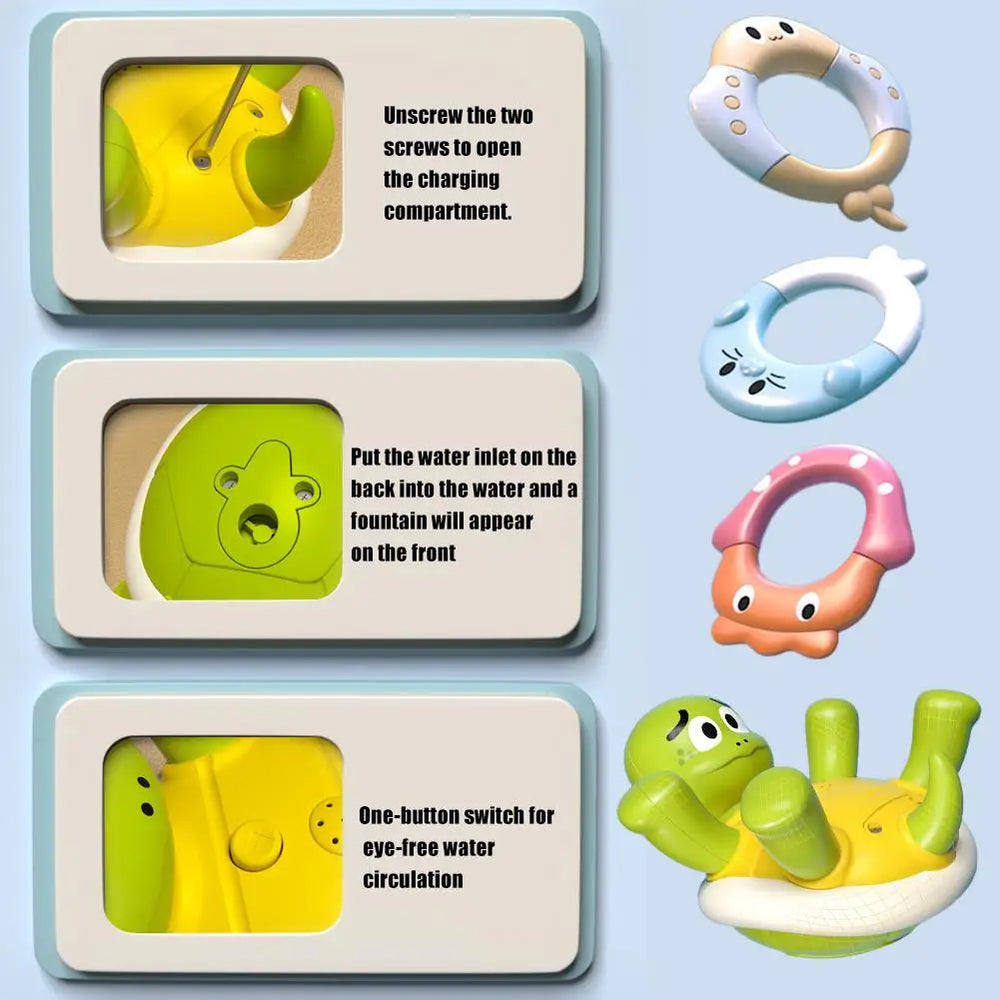 Splashino AquaSpin Bad Schildpad – Interactief Badspeelgoed met Water Spuit & Draai Functie voor Kinderen