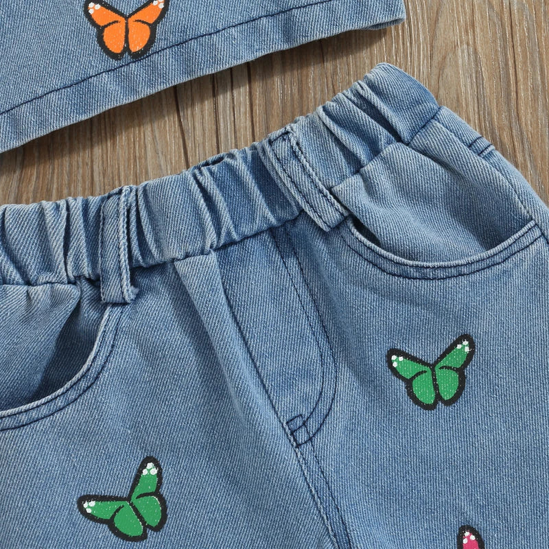 Baby & Peuter Setje Meisje – Denim Set met Vlinders (80-120)