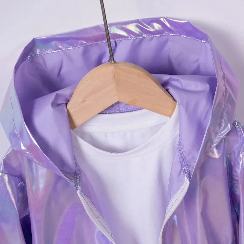 Kinderregenjas met capuchon en glanzende coating – rits, elastische boorden | regenjack