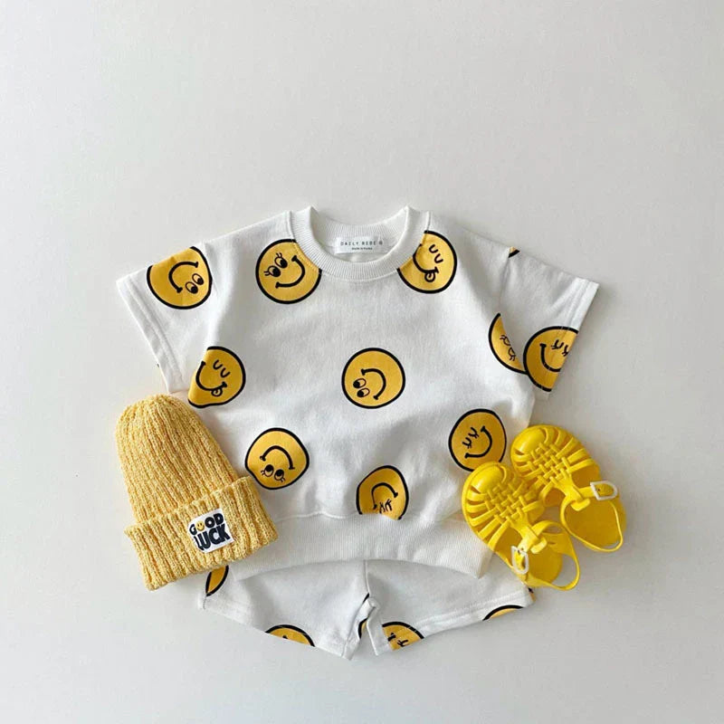 Comfortabele Kinder Smiley Set – Zacht, Ademend & Unisex Outfitje 0-5 Jaar
