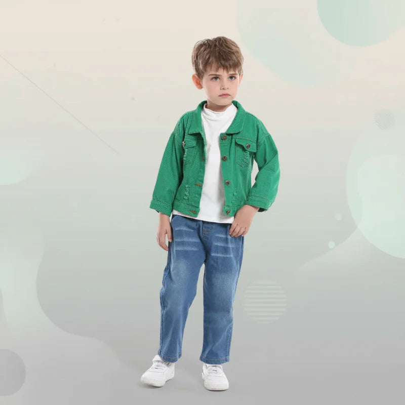 Candy Color Spijkerjas Kinderen – Lichtgewicht Denim Jas | 6-12M-7jr