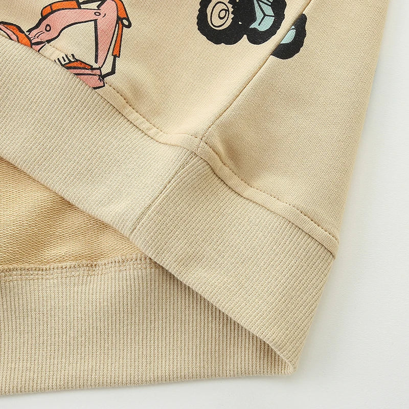 Kiddaroo RoadRover Kindertrui – Zachte Katoenen Trui met Voertuigenprint voor Jongens en Meisjes