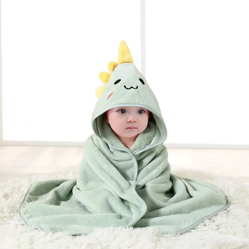 SnuggleTales Baby Hooded Badhanddoek – Zachte Cartoon Dieren Handdoek voor Kinderen