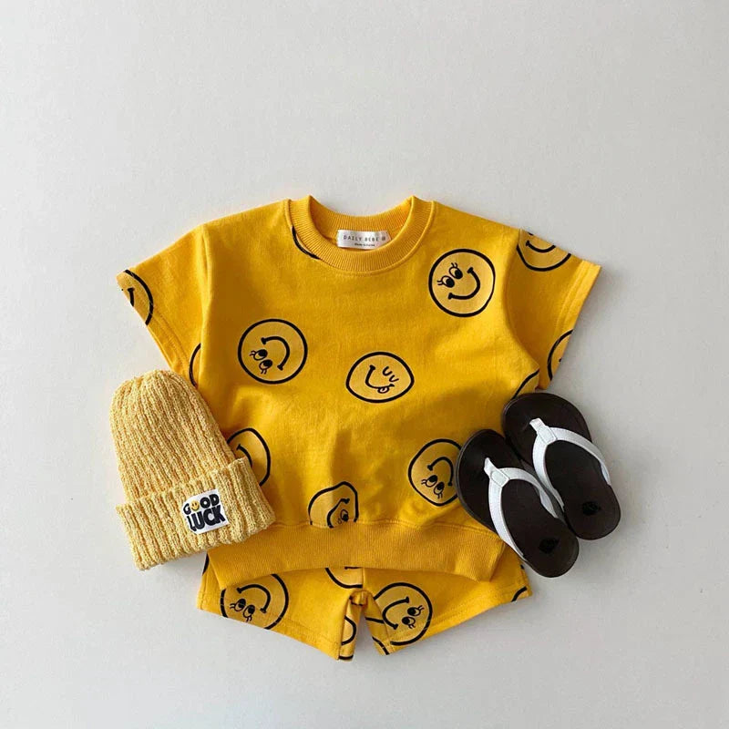 Comfortabele Kinder Smiley Set – Zacht, Ademend & Unisex Outfitje 0-5 Jaar