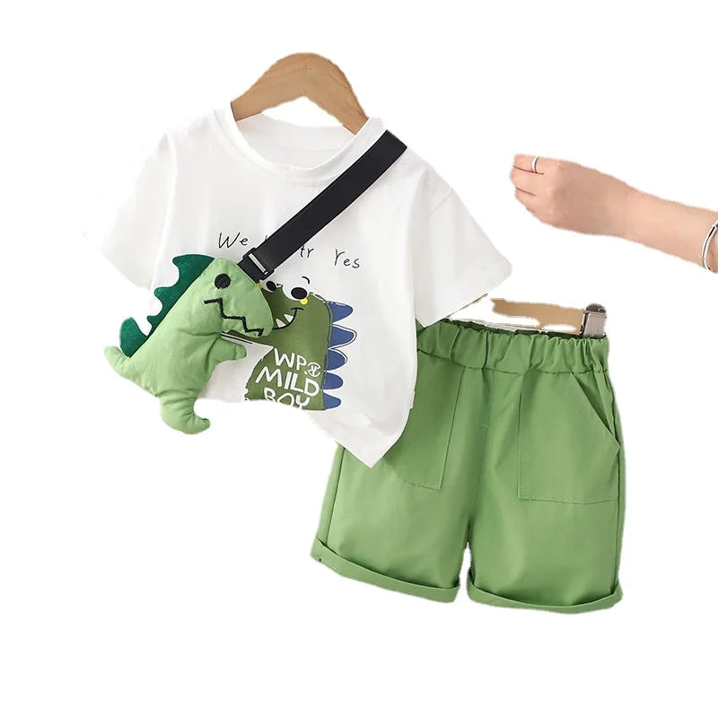 Jongens Zomerset van Zacht Katoen met Dino Print – Comfortabele Speelkleding incl. Knuffel