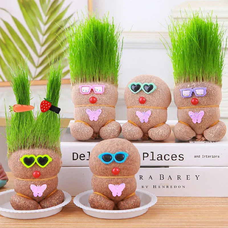 Graspop met Groeiend Gras – Figuurplant Decoratie & Cadeau