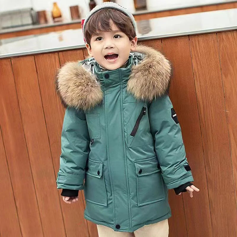 Kinder Winterjas Waterdicht & Warm – Stijlvolle Jas met Afneembare Capuchon voor 5-12 Jaar