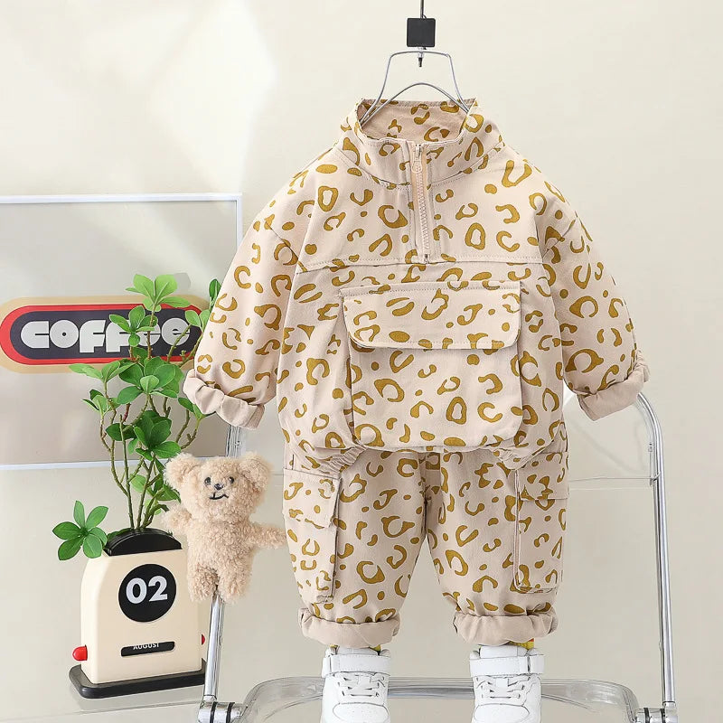 Luipaard Print 2-Delige Kinder Kledingset – Comfortabel & Stijlvol