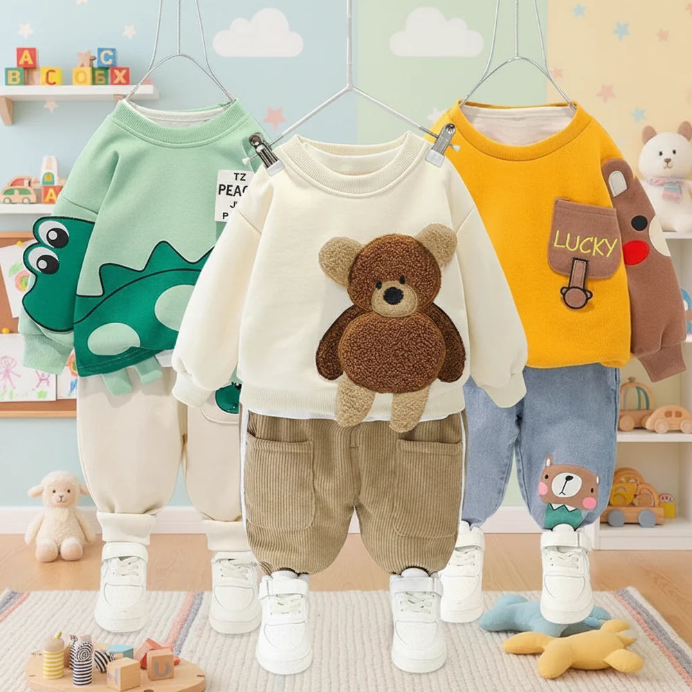 Zachte Tweedelige Kinderkleding Set van Katoen – Warm, Comfortabel & Perfect voor Dagelijks Gebruik