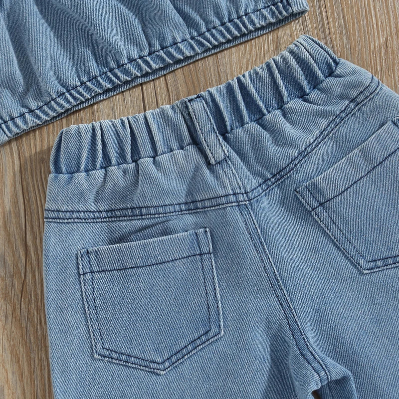 Baby & Peuter Setje Meisje – Denim Set met Vlinders (80-120)