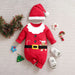 Kerstromper katoen met lange mouwen en drukknopen – kerstman- of rendierprint | kerstpakje baby