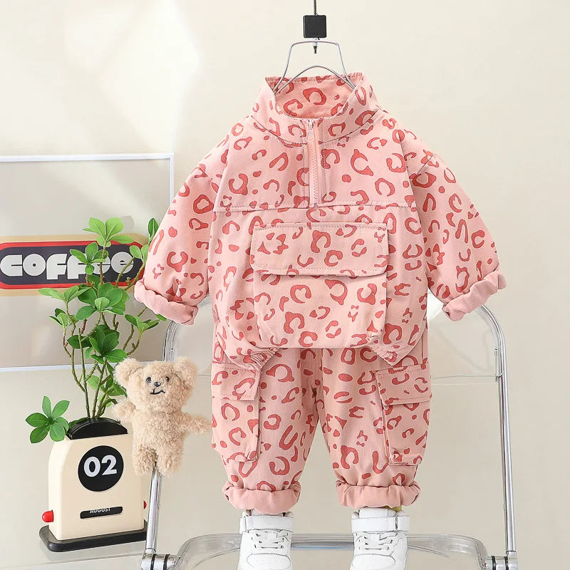 Luipaard Print 2-Delige Kinder Kledingset – Comfortabel & Stijlvol