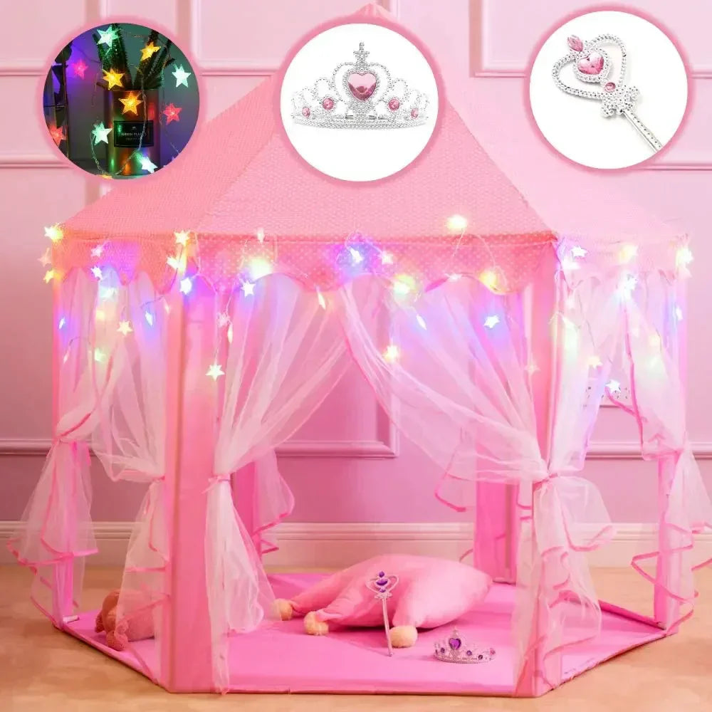 Prinsessenspeeltent Roze – Magisch Speelpaleis voor Meisjes | Eenvoudig Op te Zetten & Ademend Materiaal